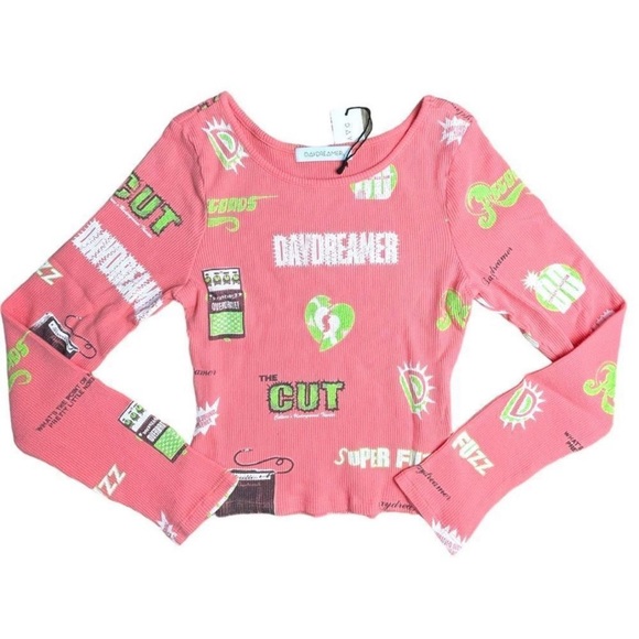 Daydreamer Records Amplified Thermal Crop Top Pink Size Large - Picture 5 of 14